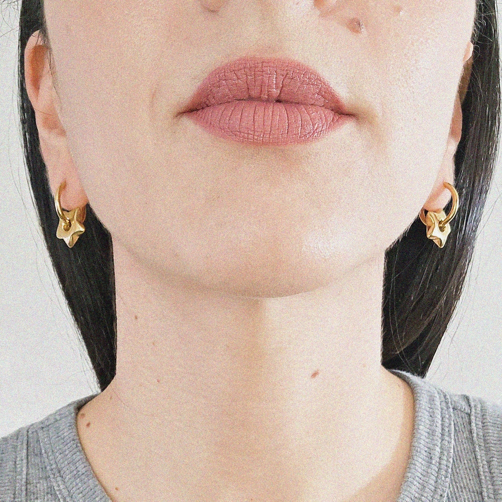 NEW Gold Star Hoop Earrings